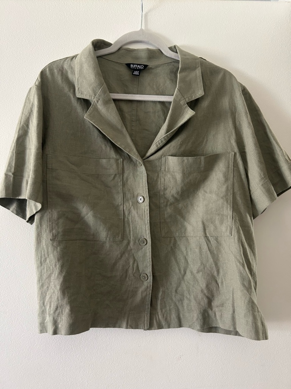 Buffalo David Bitton Military Green Collared Shirt